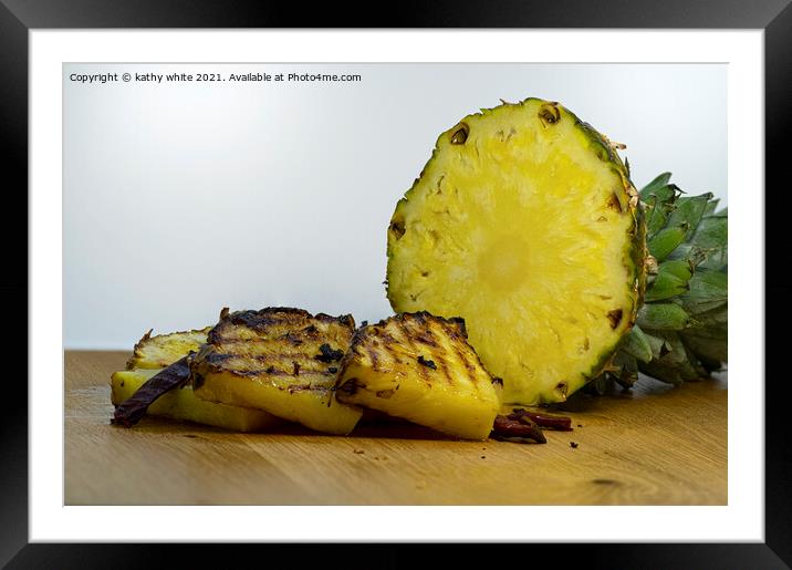 Pineapple kitchen fresh fruit, Framed Mounted Print by kathy white