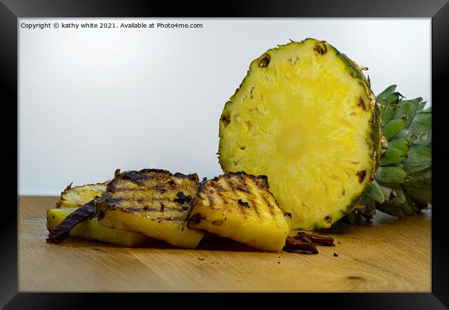 Pineapple kitchen fresh fruit, Framed Print by kathy white