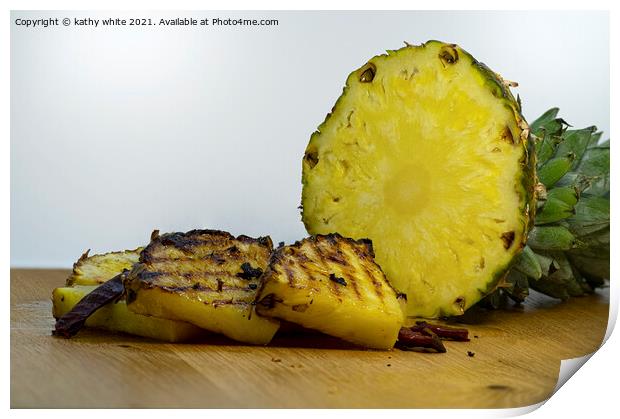 Pineapple kitchen fresh fruit, Print by kathy white