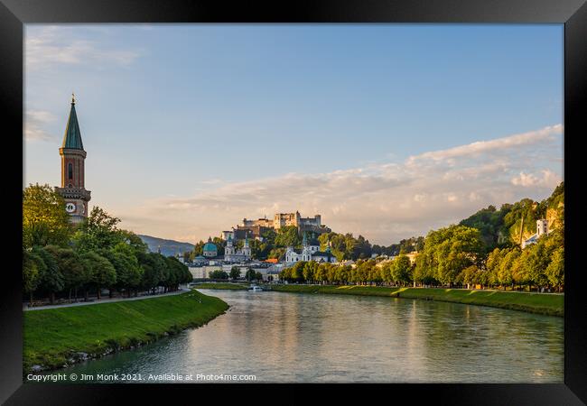 Salzach River View, Salzburg Framed Print by Jim Monk