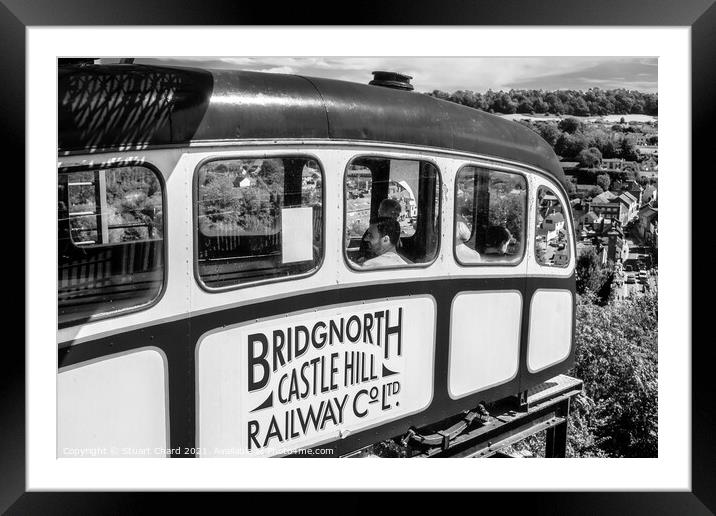 Bridgnorth cliff railway - black and white photogr Framed Mounted Print by Travel and Pixels 