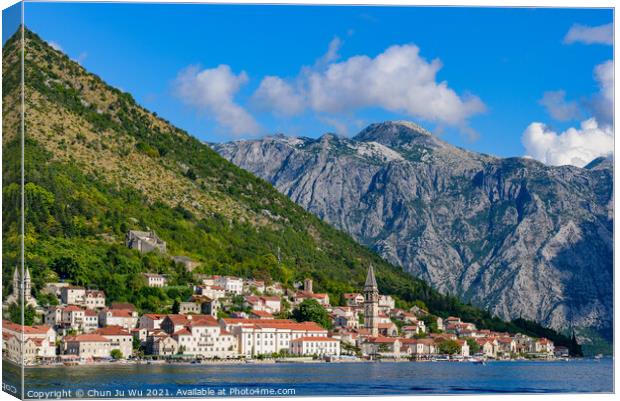 Perast, an old town on the Bay of Kotor in Montenegro Canvas Print by Chun Ju Wu