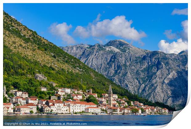 Perast, an old town on the Bay of Kotor in Montenegro Print by Chun Ju Wu