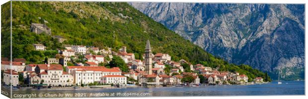 Panorama of Perast, an old town on the Bay of Kotor in Montenegro Canvas Print by Chun Ju Wu