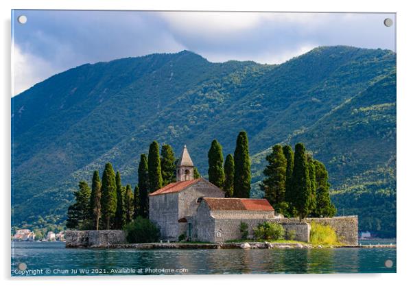 Island of Saint George, an islet off the coast of Perast in the Bay of Kotor, Montenegro Acrylic by Chun Ju Wu