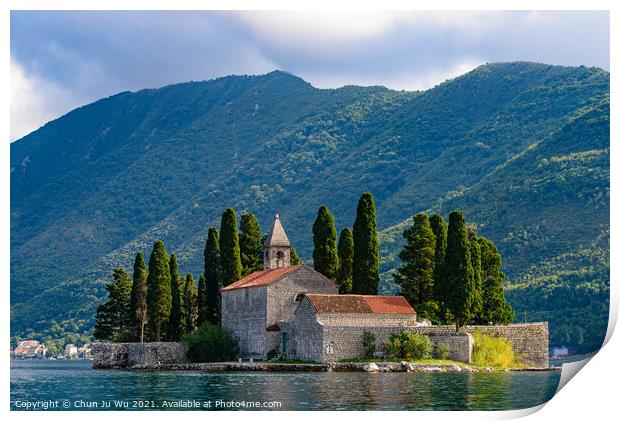 Island of Saint George, an islet off the coast of Perast in the Bay of Kotor, Montenegro Print by Chun Ju Wu