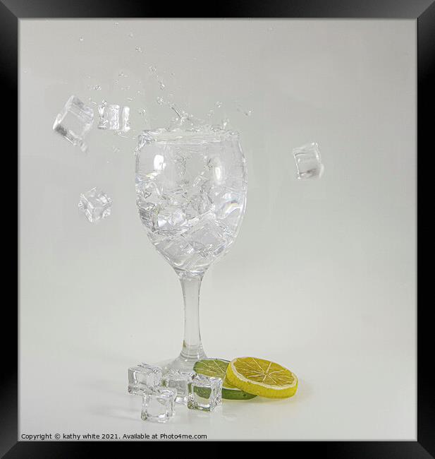 ice with your gin,  gin and tonic, with a slice  Framed Print by kathy white