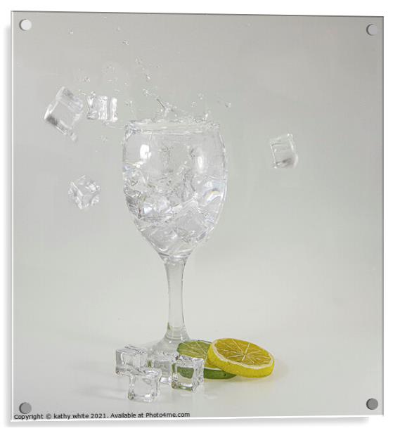 ice with your gin,  gin and tonic, with a slice  Acrylic by kathy white