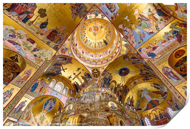 Interior of Cathedral of the Resurrection of Christ in Podgorica, Montenegro Print by Chun Ju Wu