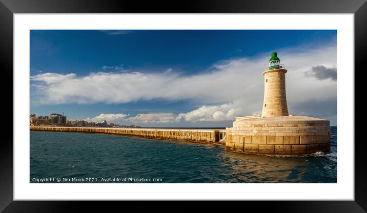 St. Elmo Lighthouse, Valletta Framed Mounted Print by Jim Monk