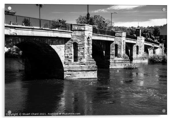 River Severn bridge Bridgnorth Shropshire, black a Acrylic by Stuart Chard