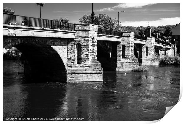 River Severn bridge Bridgnorth Shropshire, black a Print by Travel and Pixels 