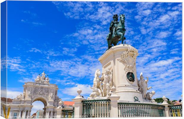 Statue of King José I on the Praça do Comércio (Commerce Square) in Lisbon, Portugal Canvas Print by Chun Ju Wu