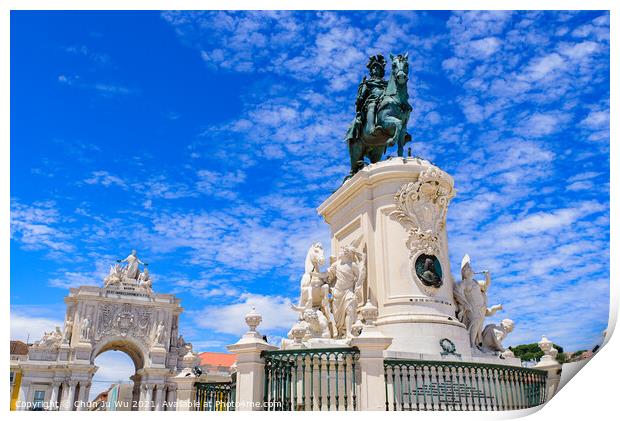 Statue of King José I on the Praça do Comércio (Commerce Square) in Lisbon, Portugal Print by Chun Ju Wu