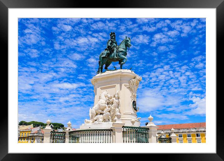 Statue of King José I on the Praça do Comércio (Commerce Square) in Lisbon, Portugal Framed Mounted Print by Chun Ju Wu