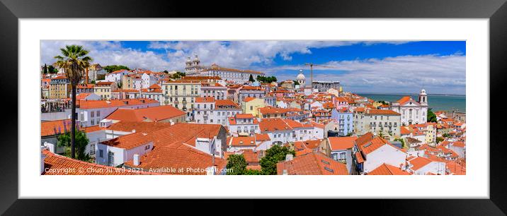 Panorama of the city & Tagus River from Miradouro de Santa Luzia, an observation deck in Lisbon, Portugal Framed Mounted Print by Chun Ju Wu
