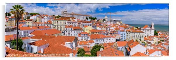Panorama of the city & Tagus River from Miradouro de Santa Luzia, an observation deck in Lisbon, Portugal Acrylic by Chun Ju Wu