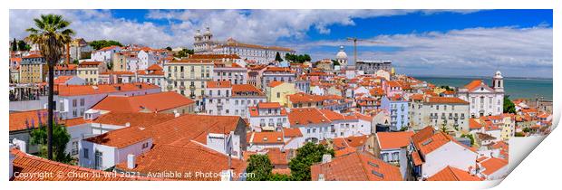 Panorama of the city & Tagus River from Miradouro de Santa Luzia, an observation deck in Lisbon, Portugal Print by Chun Ju Wu