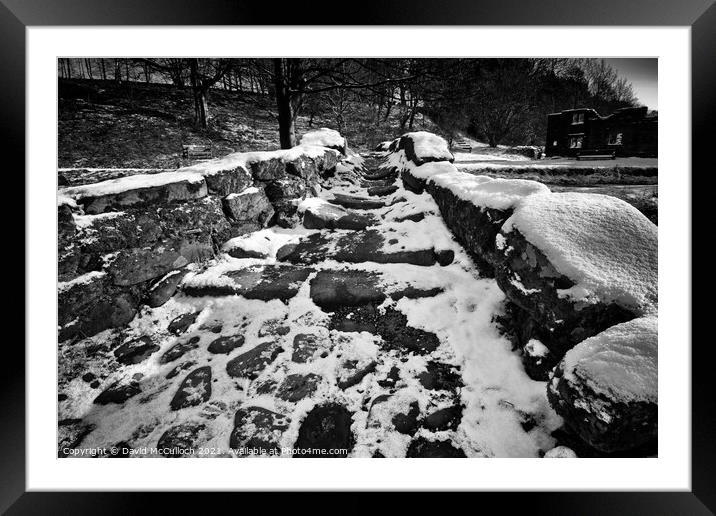 Snow on the footbridge Framed Mounted Print by David McCulloch