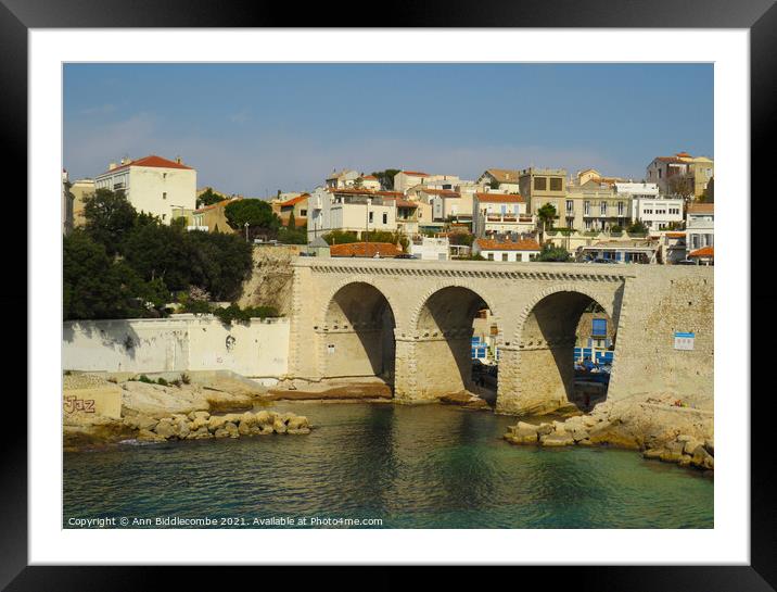 Bridge on the coast of Marseille  Framed Mounted Print by Ann Biddlecombe