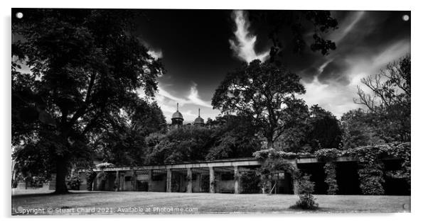 The Valley Gardens park in Harrogate - Black and w Acrylic by Travel and Pixels 