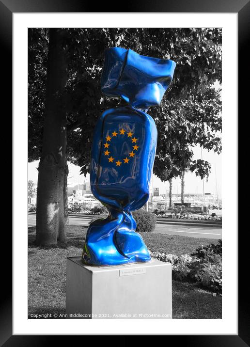 EU bonbon in cannes with selective color and monoc Framed Mounted Print by Ann Biddlecombe