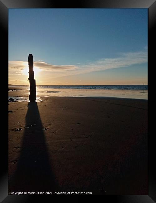 Wooden post shadow Framed Print by Mark Ritson