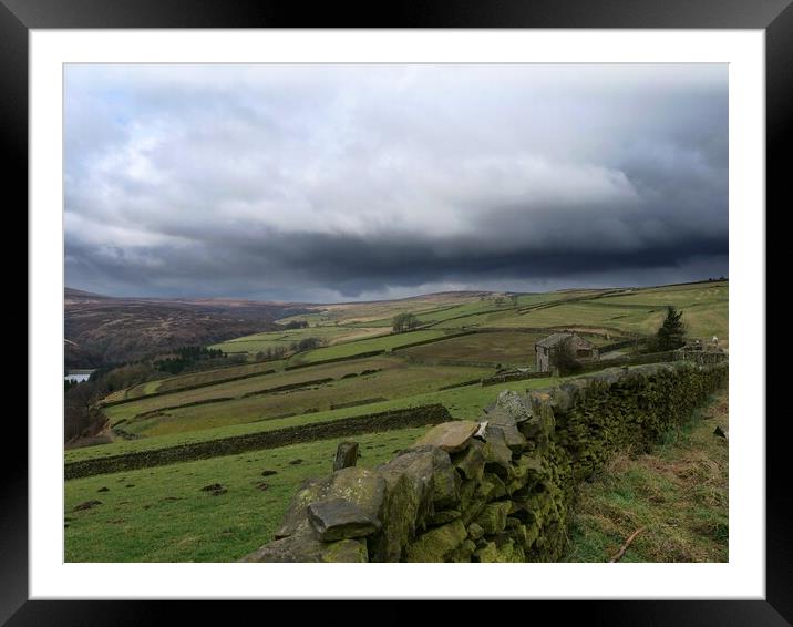 Cloudy moorland Yorkshire day Framed Mounted Print by Roy Hinchliffe