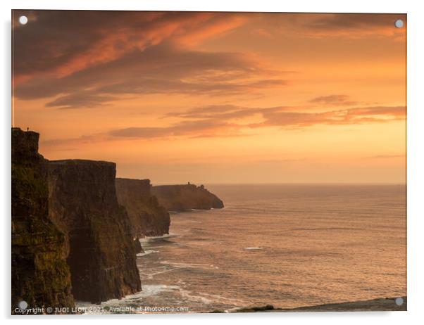 Sunset over the Cliffs of Moher Acrylic by JUDI LION