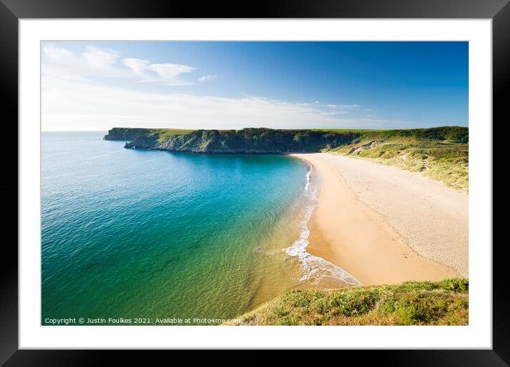 Barafundle Bay, Pembrokeshire, South Wales Framed Mounted Print by Justin Foulkes