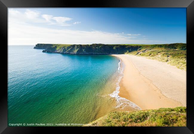 Barafundle Bay, Pembrokeshire, South Wales Framed Print by Justin Foulkes