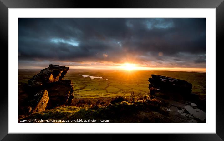 Sunset view from the Roaches. Framed Mounted Print by John Henderson
