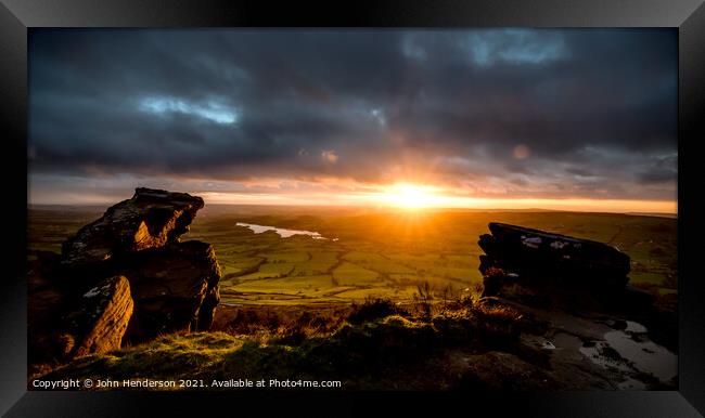 Sunset view from the Roaches. Framed Print by John Henderson