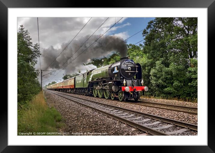 60163 Tornado passing Arksey Doncaster with The North Briton Framed Mounted Print by GEOFF GRIFFITHS