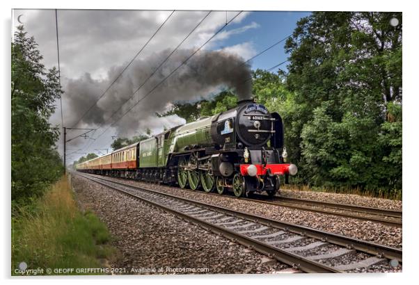 60163 Tornado passing Arksey Doncaster with The North Briton Acrylic by GEOFF GRIFFITHS