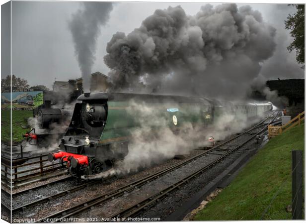 steam engine 34072 '257 Squadron' Swanage Canvas Print by GEOFF GRIFFITHS