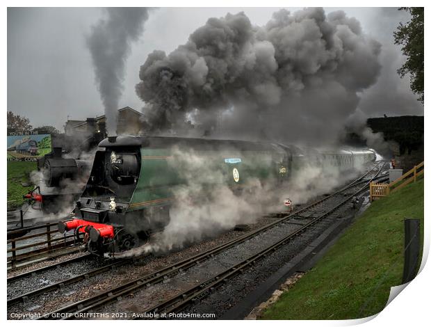 steam engine 34072 '257 Squadron' Swanage Print by GEOFF GRIFFITHS