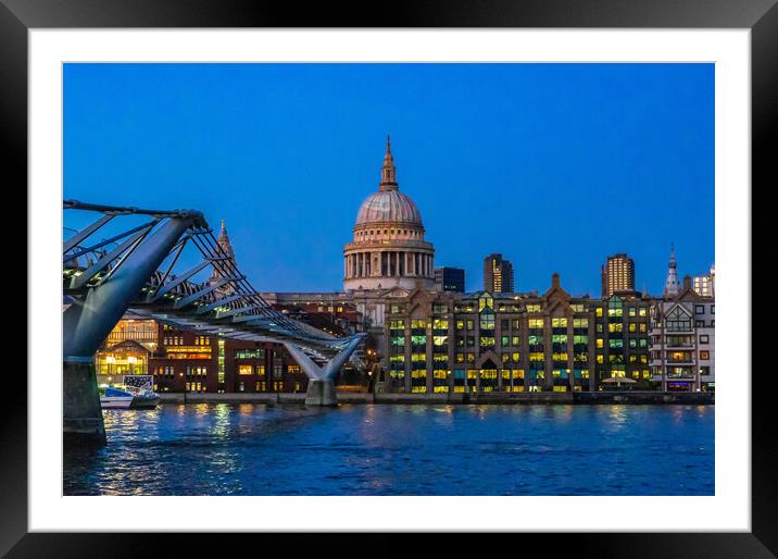 St Pauls Cathedral, London, during the blue hour Framed Mounted Print by Frank Farrell