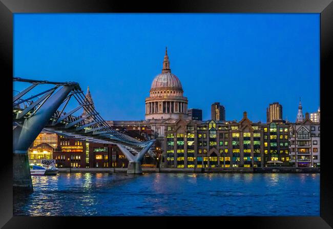 St Pauls Cathedral, London, during the blue hour Framed Print by Frank Farrell