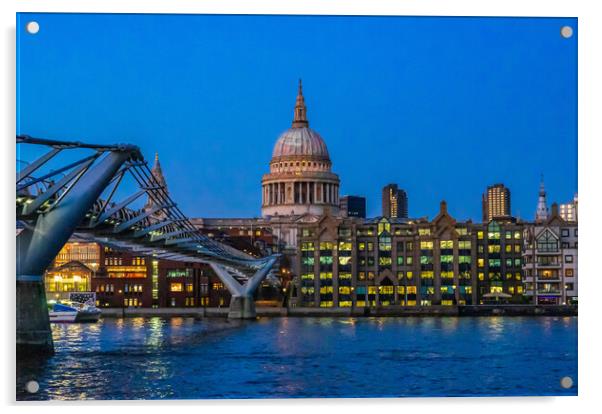St Pauls Cathedral, London, during the blue hour Acrylic by Frank Farrell