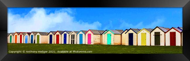 Beach Huts Framed Print by Anthony Hedger