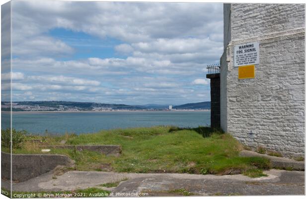 Swansea bay viewed from Mumbles lighthouse Canvas Print by Bryn Morgan