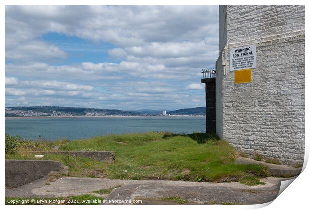 Swansea bay viewed from Mumbles lighthouse Print by Bryn Morgan