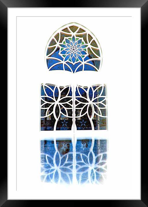 Sheikh Zayed Grand Mosque Foyer Window white Framed Mounted Print by Mark Sellers