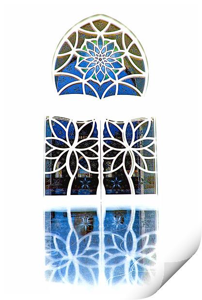 Sheikh Zayed Grand Mosque Foyer Window white Print by Mark Sellers