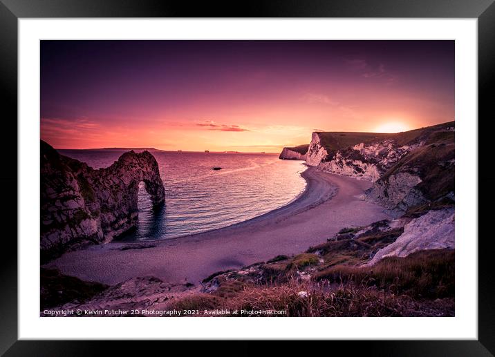Durdle Door Sunset Framed Mounted Print by Kelvin Futcher 2D Photography
