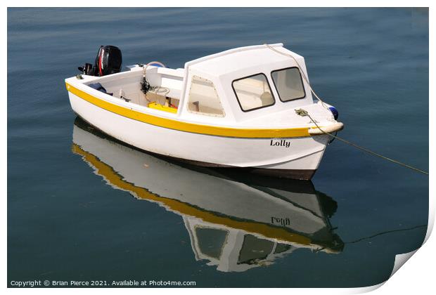 Boat and its reflection  Print by Brian Pierce