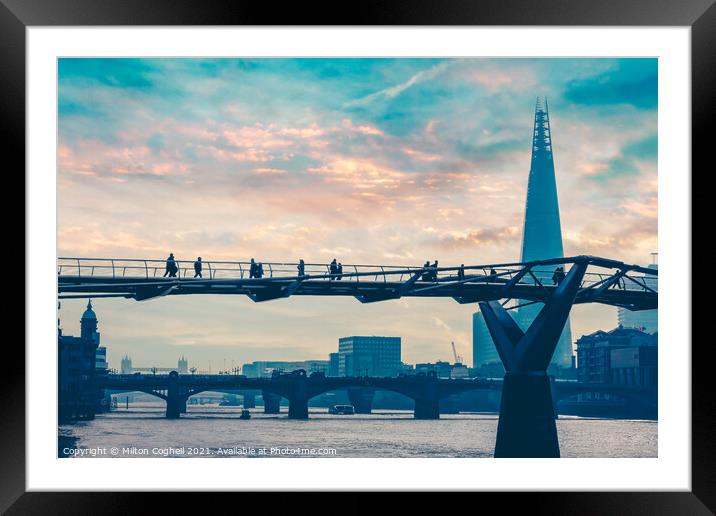 Millennium Bridge Silhouette Framed Mounted Print by Milton Cogheil