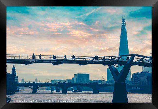 Millennium Bridge Silhouette Framed Print by Milton Cogheil