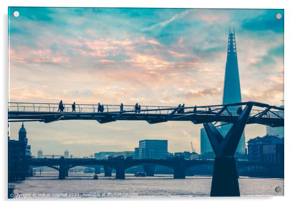 Millennium Bridge Silhouette Acrylic by Milton Cogheil